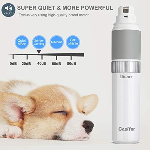 Dog Nail Grinder and Clippers Quiet with 10h Working Time Professional Pet Nail Trimmer Stepless Speed Regulation Pet Nail Grinder Electric Nail File for Large Medium Small Dogs and Cats… - Image 4