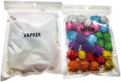 VAPKER 30 Piece Assorted Color Sparkle Balls Cat's Favorite Toy Tinsel Pom Poms Glitter - Image 4