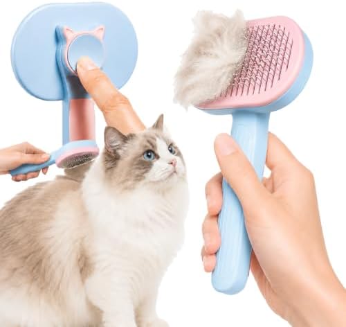 Cat Deshedding Tool, Self Cleaning Cat Deshedder, Medium & Long Hair, Blue by Unknown
