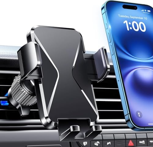 Qifutan Cell Phone Holder [Never Fall Upgrade Clip] Phone Holder Car Automobile Air Vent Hands Free for Car Fit Car Phone Holder Mount for All for iPhone Android Smartphone by Qifutan