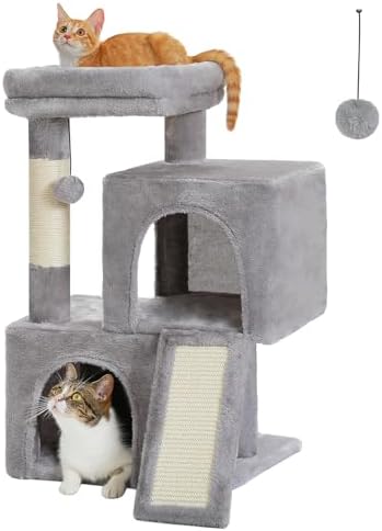 PAWZ Road 30" Cat Tower, Small Cat Tree with 2 Condos for Indoor Cats by PAWZRoad