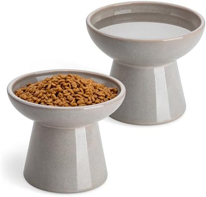 vancasso 2-Pack Extra Wide Elevated Cat Bowls, Ceramic Raised Cat Bowls by vancasso