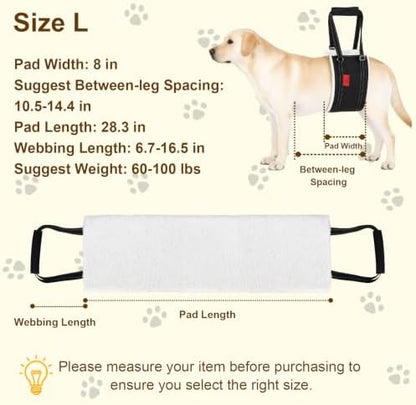 Leather Dog Lift Harness,Sling for Large Dogs Hind Leg Support,Support Harness for Back Legs,Dog Rear Lift Harness Assist for Senior,Injured,Post ACL,TPLO Surgery Recovery Essentials,Mobility aids L - Image 4