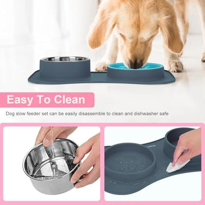 Slow Feeder Dog Bowls 3 in 1 Stainless Steel Food Water Bowl to Slow Eating - Image 5