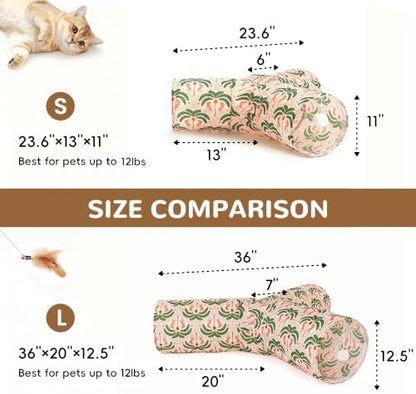 Tempcore Cat Tunnel, 3-Way Collapsible Toy, Large Size Khaki Coconut Tree - Image 2
