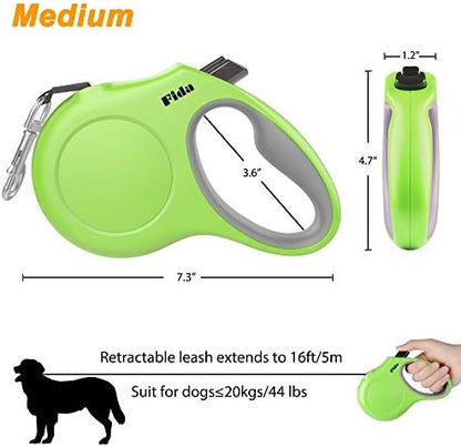 Fida Retractable Dog Leash with Dispenser and Poop Bags, 16 ft, Green - Image 6