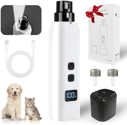 Dog Nail Grinder, Electric Pet Nail Grinder with 2 Speed Digital USB Rechargeable Dog Nail Trimmer Nail Claw Clippers with LED Lighting Quiet Paws Grooming for Medium Small Dogs Pet by Unknown