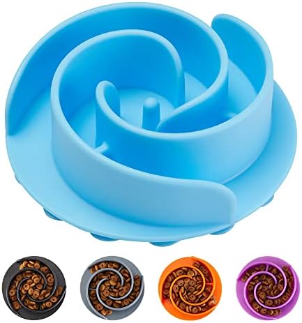 Slow Feeder Dog Bowls Insert, Animire Soft Silicone Slow Eating Dog Food Bowl for Small, Medium and Large Dogs, Compatible with Regular and Elevated Bowls by Animire