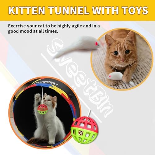 4 Way Cat Tunnels for Indoor Cats with Mouse Toy & Play Ball - Image 6