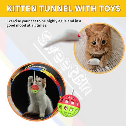 4 Way Cat Tunnels for Indoor Cats with Mouse Toy & Play Ball - Image 6