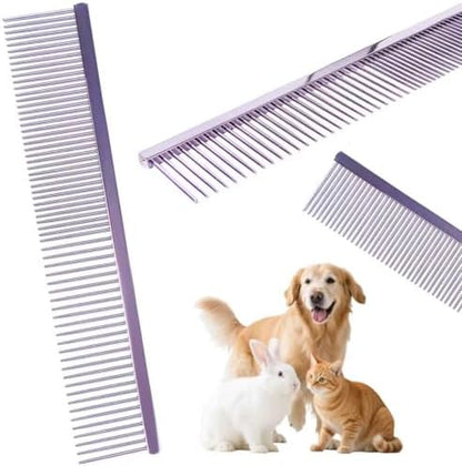 7.5 Inch Professional Solid Brass Stainless Steel Pet Dog Cat Grooming Comb,Wide & Dense Teeth for Removing Tangles, Knots,Undercoat,Excess Hair, Rounded Corners Design for Safe,Metal Dematting Tool by Unknown
