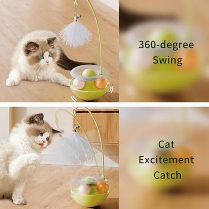 PAZ'S GIFT Interactive Cat Toy, 3-in-1 Teaser with Rolling Ball Track, Catnip Dancer for Indoor Cats - Image 5