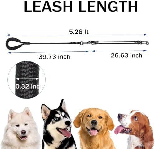 Heavy Duty 3 Dog Leash for Small Dogs No Tangle Detachable 360° Swivel Device with Padded Handle for Two/Three Pets - Image 5