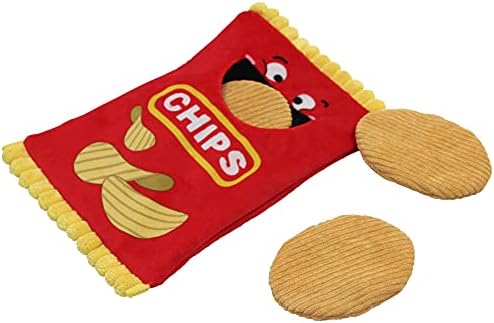 Jumpaws 4 Pack Burrow Catnip Cat Toys Potato Chips Set, Accessories for Indoor Cat, Catnip Plush Toy Set, Burrow Cat Toy by Jumpaws