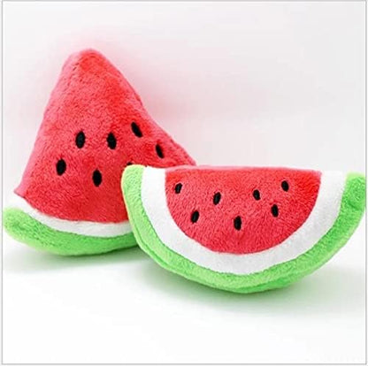 Glow Pups Dog Toy Watermelon 2-Pack for Small Dogs, Plush Squeaky Dog Toys for Small Dogs, Fun Cute Design, Promotes Mental Stimulation, Keeps Puppy Entertained, Playful Peach