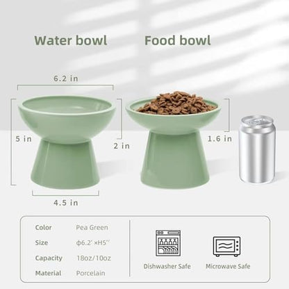 CEEFU 2-Pack Elevated Ceramic Cat Bowls Extra Wide for Food & Water - Image 2