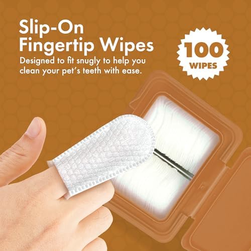 Petkin Fingertip Tooth Wipes for Dogs and Cats, 100 Finger Wipes - Slip-On, Snug Fit, Micro-Bristle Fabric - Cleans Teeth, Gums, Plaque & Tartar - Convenient, Ideal for Home and Travel - Peanut Butter - Image 4
