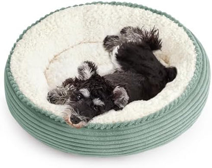 Love's cabin Round Donut Cat and Dog Cushion Bed, 24in Pet Bed for Small or Medium Dogs, Anti-Slip & Water-Resistant Bottom, Soft Durable Fabric Pet Beds, Washable Calming Cat Bed Apple Green by Lovescabin