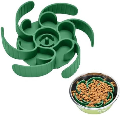Slow Feeder Dog Bowls Insert,Third Generation upgradedSuper Firm Eating Bowl（Cuttable） for Large Breed and Medium Small Size Compatible with Regular Elevated Metal Glass Dog Bowl (Green) by Unknown