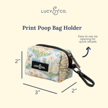 Lucy & Co. Sunshine and Daffodils Dog Poop Bag Holder and Dispenser, Clips to Leash, Water-Repellent Neoprene, Includes Refill Roll - Image 2