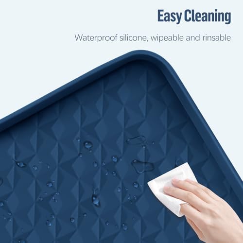 Pee Pad Holder for Dogs 51''x25.6'' Silicone Puppy Pee Pad Tray, Blue - Image 5