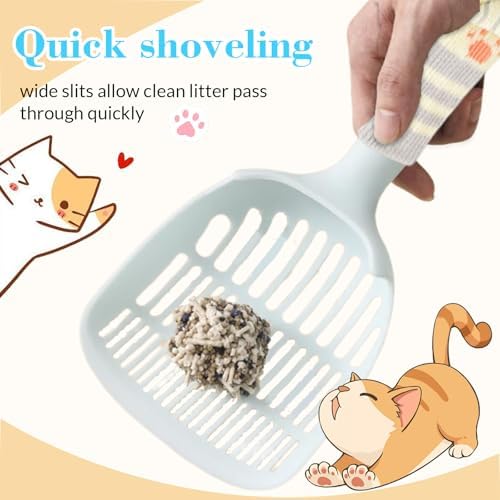 Cat Litter Scoop, Kitty Litter Scoop, Cat and Dog Poop Collector, 3-Layer Mesh Design, Cute Cat Paw Handle, Easy Clean Plastic Scooper - Image 3