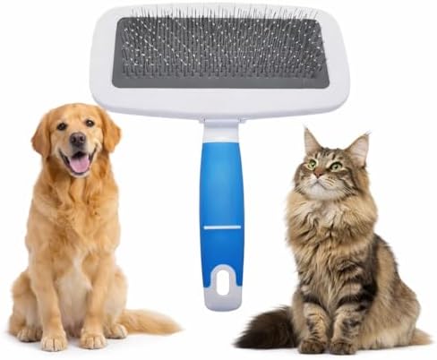 2 in1 grooming pet Slicker Brush forDe-Shedding Fine Comb for Finishing & Detail Ergoromic Handle Grip Suitable for All Hair Types Double-Layer Needle Design by Wasiqallc