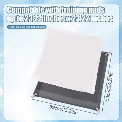 Penitue Silicone Dog Pee Pad Holder Fits Up to 24x24 Inch Pee Pads, Leak-Proof Raised Edges Puppy Potty Tray with 4 Fixing Clips Square Non-Slip Dog Pet Potty Training Mat for Floor Protection (Grey) - Image 3