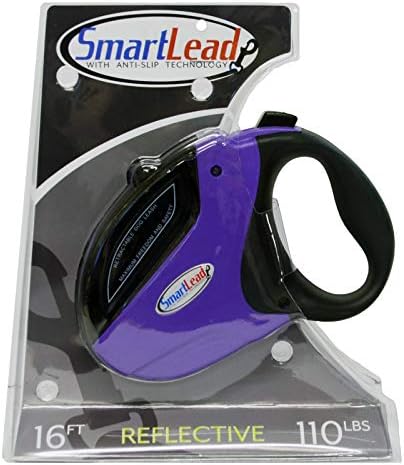 SmartLead Retractable Dog Leash, 16 ft, Reflective, Heavy Duty, Purple by ScottPet
