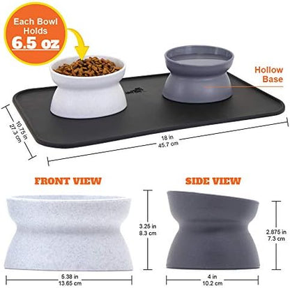 Kitty City Raised Cat Food Bowls and Mat Kit, Each Holds 6.5 Ounces- Pet Bowl for Dogs Cats and Pets, Model Number: CM-0297-CS01 - Image 2