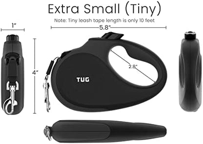 TUG Tiny Retractable Dog Leash, 10 ft (Extra Small, Black/Grey) - Image 3