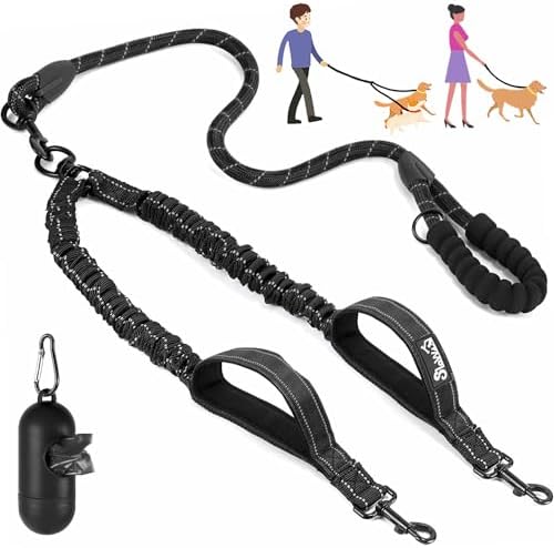Lukovee Double Dog Leash, Reflective Heavy Duty Lead, No Tangle by Lukovee