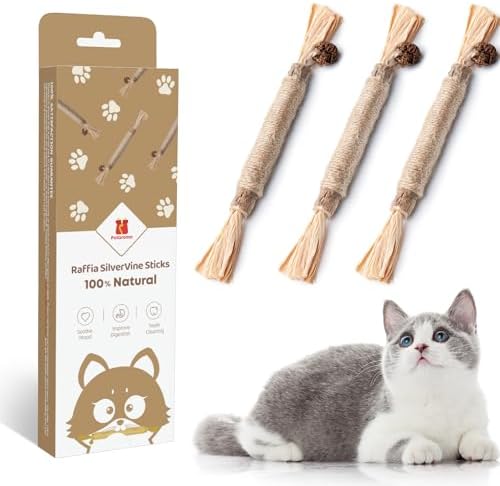 Potaroma 3 Pack Natural Silvervine Sticks Cat Toys, Catmint Silvervine Blend Sticks, Catnip Kittens Chew Toys Teeth Cleaning, Matatabi Dental Care Cat Treat Edible Kitty Lick Toys, Package May Vary by Potaroma