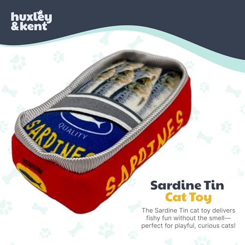 Huxley & Kent Plush Cat Toy - Interactive Catnip Toy for Cats & Kittens - Soft with Crinkle & Catnip - Fun Indoor Play - Sardine Tin - Image 2