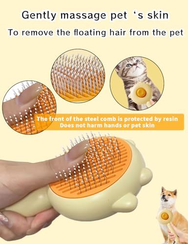 MRSXXNTY Cat Brush,Dog Brush, Pet Hair Cleaner Brush,Pet Grooming Cat Dog Brush,Pet Comb-Cat Comb for Kitten Massage Removes Loose Fur-Cat Grooming Brush Long Short Hair Cats Dogs Pet Brush (Yellow) - Image 3