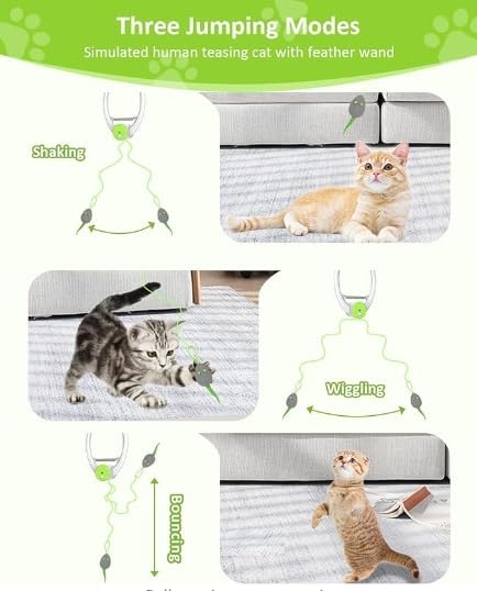 Interactive Cat Toys for Indoor Cats - Automatic Flying Bird Feather Toy Chase Exercise Enrichment Stimulation, Rechargeable Durable Safe Kitten & Adult Cat Electric Hanging Toy for Bored Cats (White) - Image 3