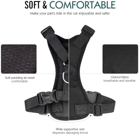 Pawaboo Dog Car Harness, Adjustable Dog Safety Vest Harness with Seat Belt - Image 3