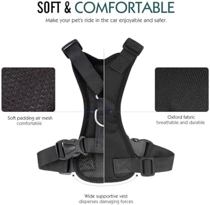 Pawaboo Dog Car Harness, Adjustable Dog Safety Vest Harness with Seat Belt - Image 3