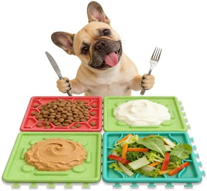 Dog Lick Mat for Training and Boredom Relief, Non-Slip Slow Feeder Puzzle with Suction Cups for All Breed Dogs and Cats, Dishwasher Safe Pet Dish for Dry and Wet Food by Whiskopia