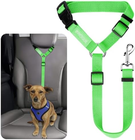 BWOGUE Dog Seat Belt for Car, Headrest Restraint Lead, Non-Elastic, Green by BWOGUEPetHome