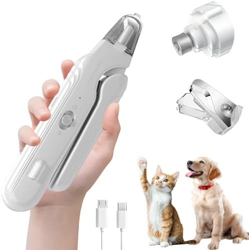 2 in 1 Dog & Cat Pets Nail Clippers and Grinder with Lights - Safety Guard to Avoid Overcutting,Professional Pet Nail Claw Trimmers, Professional Grooming Tools for Pets (Medium & Small Pet)，White by Unknown
