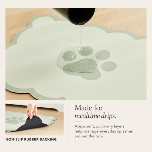 Scalloped Dog Feeding Mat, Sage Green, 17" X 22” - Image 5