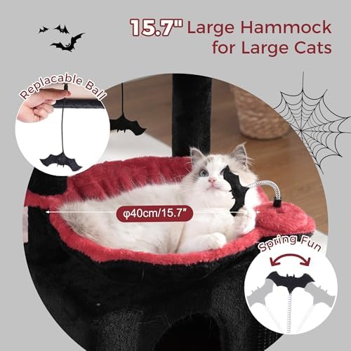 Cat Tree 32” Small Cat Tower with Large Hammock 16”& Self Groomer - Image 2