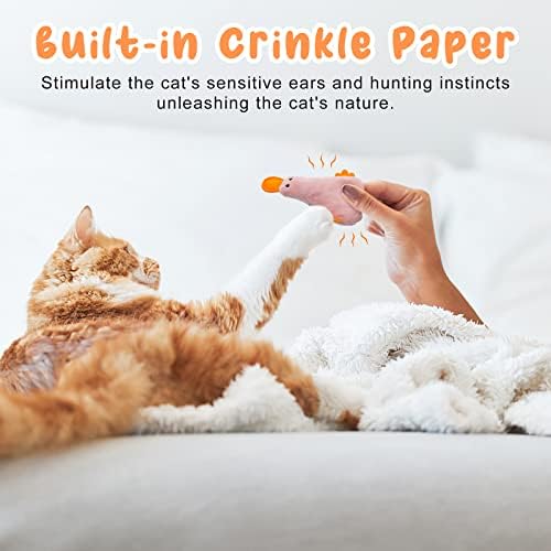 Andiker Cat Catnip Toys, 3Pcs Cat Interactive Toys for Indoor Cats, Soft Plush Kitten Kitten Toys with Crinkle Paper for Relieve Stress, Reduce Boredom, Teething (Duck) - Image 3