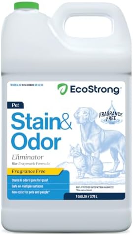 Eco Strong Pet Stain and Odor Remover - Cat Urine Enzyme Cleaner, Urine Destroyer for Dogs, Pet Urine Enzyme Cleaner [All New Fragrance Free] - 128oz by EcoStrong