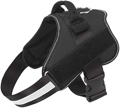 Dog Harness, No-Pull Reflective Dog Vest, Breathable Adjustable Pet Harness with Handle for Outdoor Walking - No More Pulling, Tugging or Choking (Black, M) by Bolux