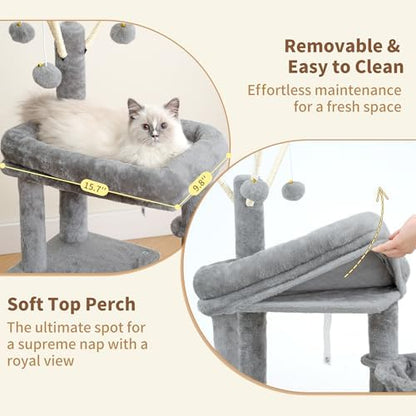 Heybly Cat Tree, 45.3" Cat Tower for Indoor Cats with Large Perch HCT202SW - Image 5