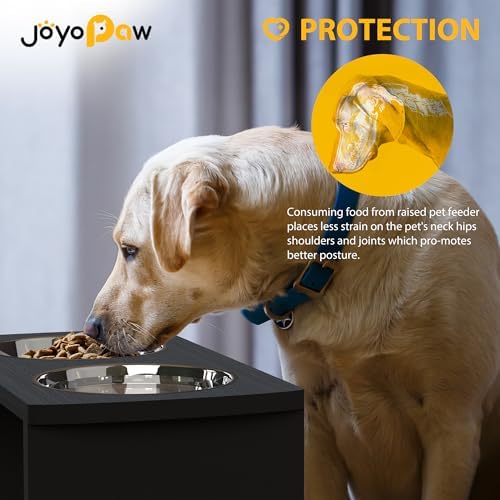 Elevated Dog Bowls, Waterproof Raised Dog Bowl for Medium & Large Dogs, HIPS Poly Lumber Stand with 2 Stainless Steel Bowls, Indoor & Outdoor Use (10'' Tall–48 oz Bowl, Black) - Image 3