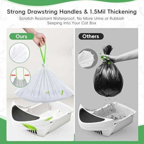 120 Count Cat Litter Bags for Litter Box Robot 4/3/5, Pre-Separated Thick Self-Cleaning Litter Box Liners, Heavy Duty Drawstring Litter Bags for Automatic Litter Box, 26.4" x 15.7" - Image 2