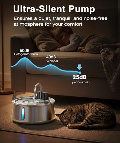 CEESC Cordless Cat Water Fountain, Stainless Steel, 4L/135oz for Cats/Dogs - Image 6